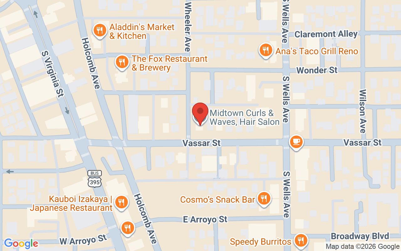 Map showing the location of Midtown Curls