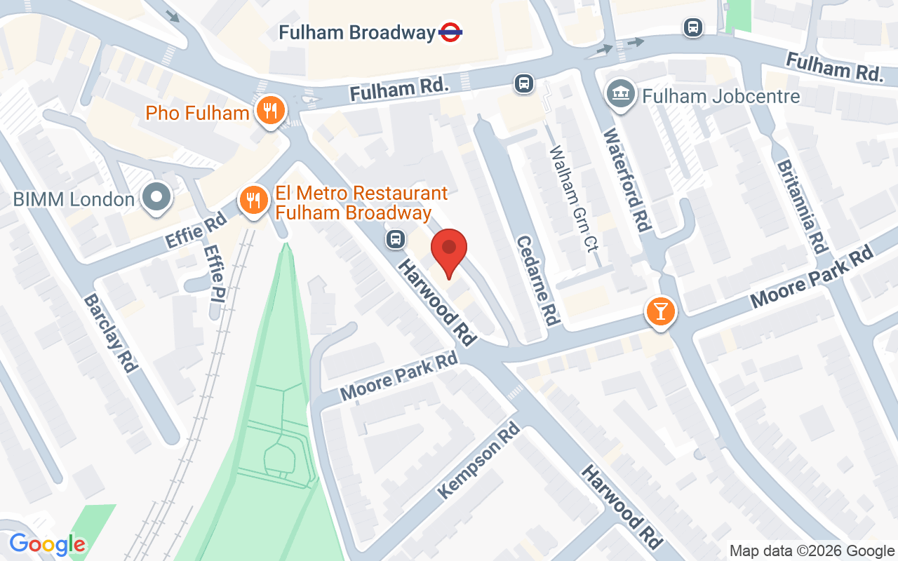 Map showing the location of Pure Skin Beauty-fulham London