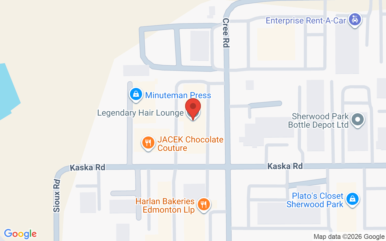 Map showing the location of Legendary Hair Lounge
