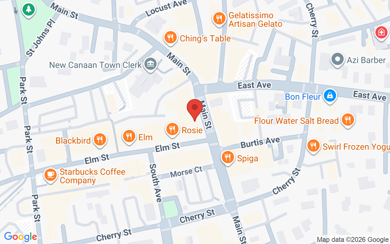 Map showing the location of Luscious and Co. Beauty New Canaan