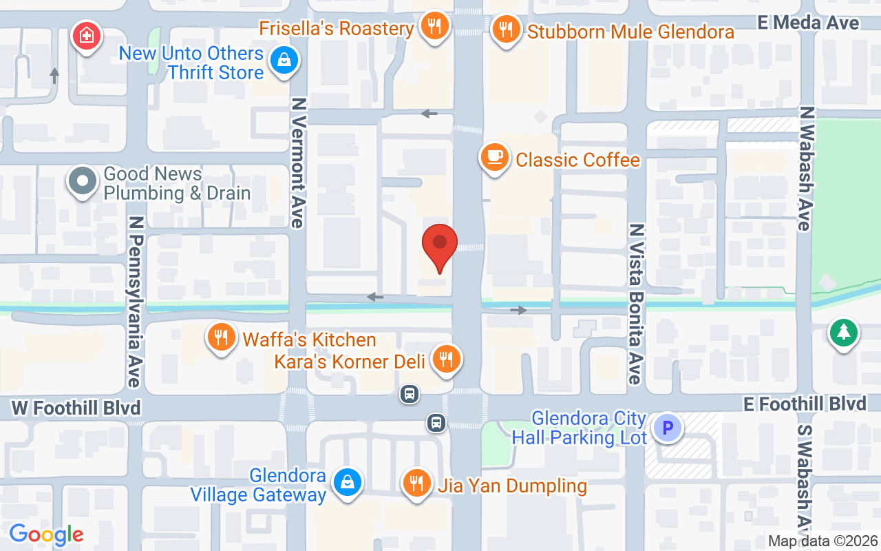 Map showing the location of LA Hairstyle, Glendora