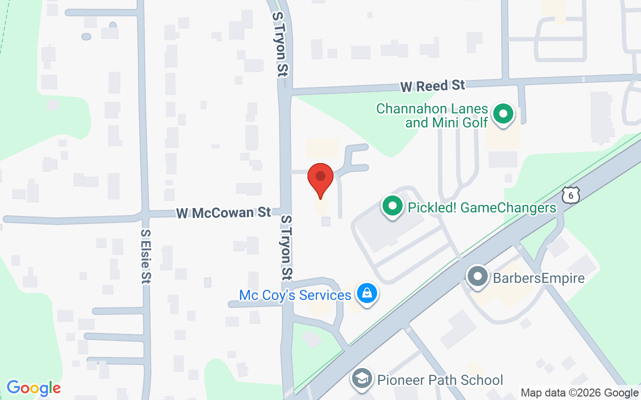 Map showing the location of Vixen Beauty by Aurora- Channahon