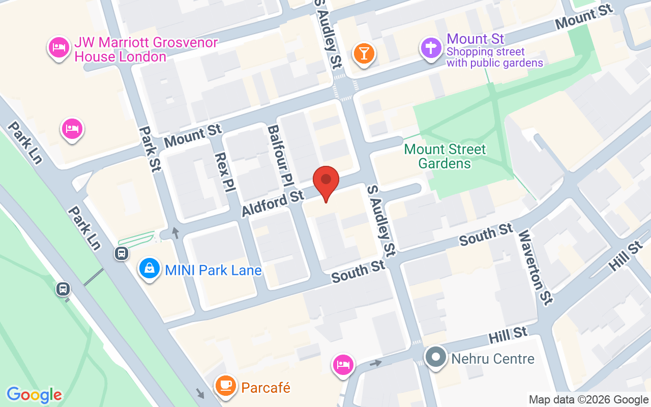 Map showing the location of John Frieda Aldford Street