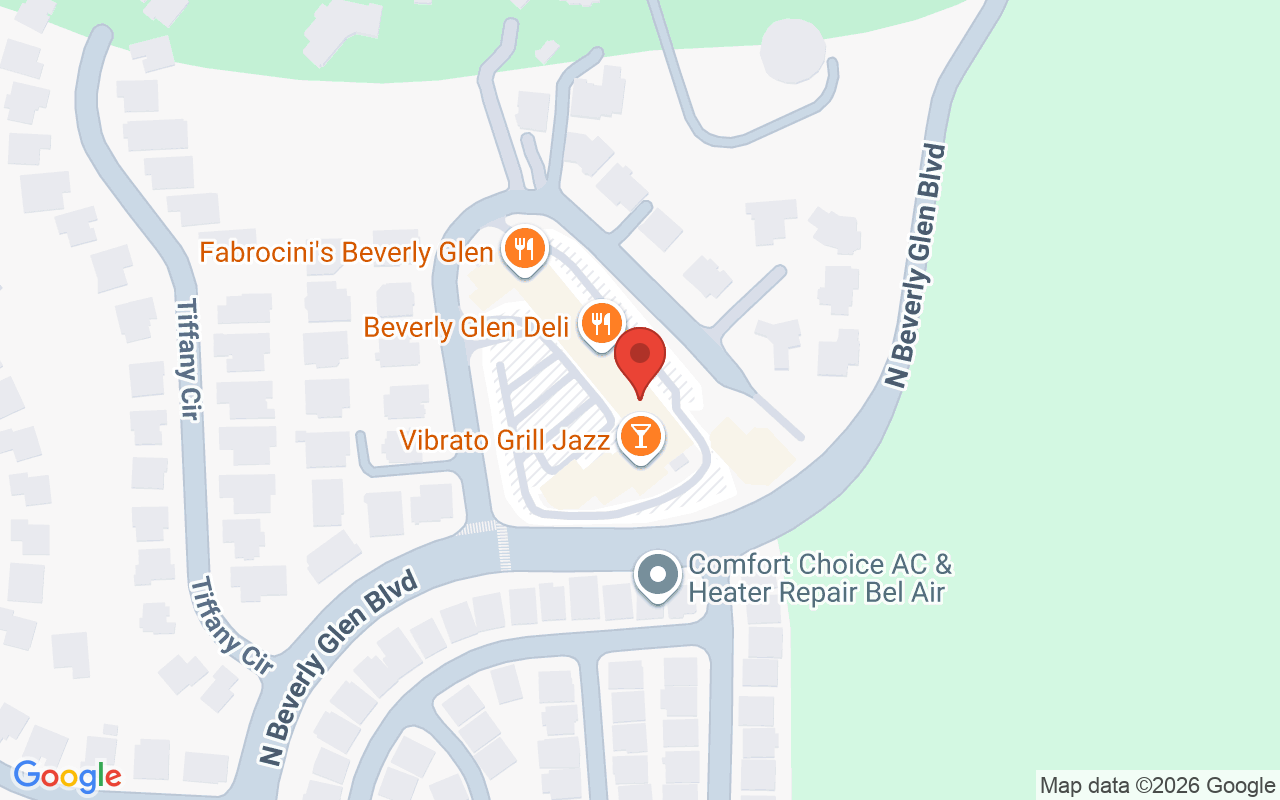 Map showing the location of Bel Air Beauty Bar
