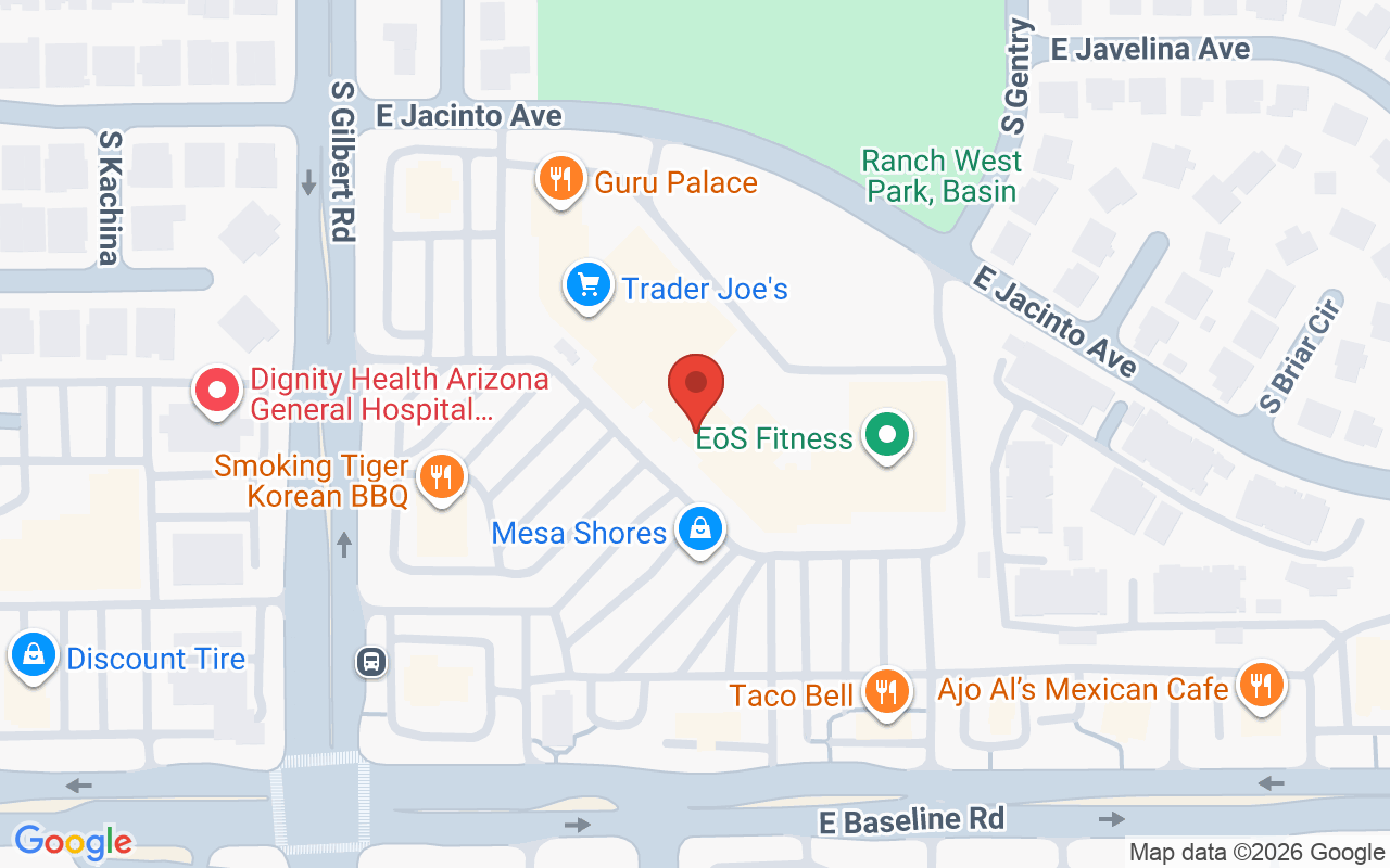 Map showing the location of Arizona Hair Co #06 – Gilbert & Baseline