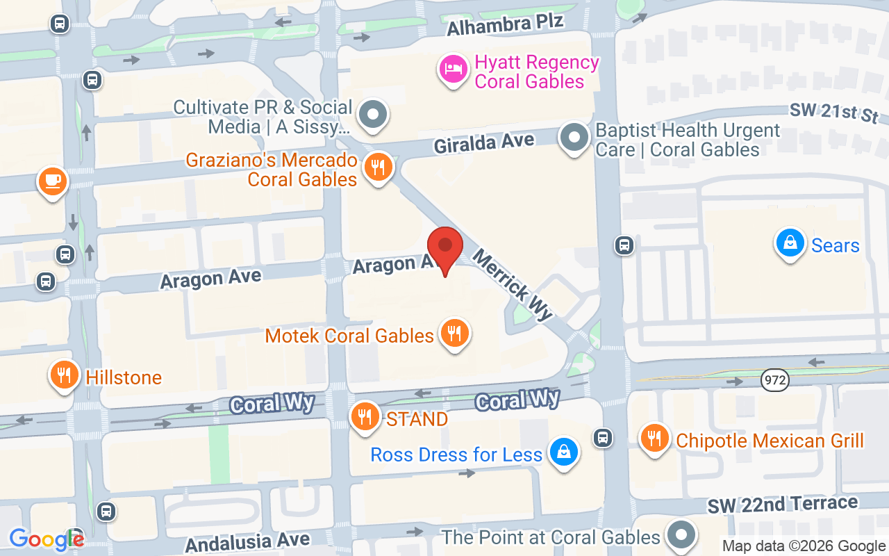 Map showing the location of Speranza Nails Boutique – Coral Gables
