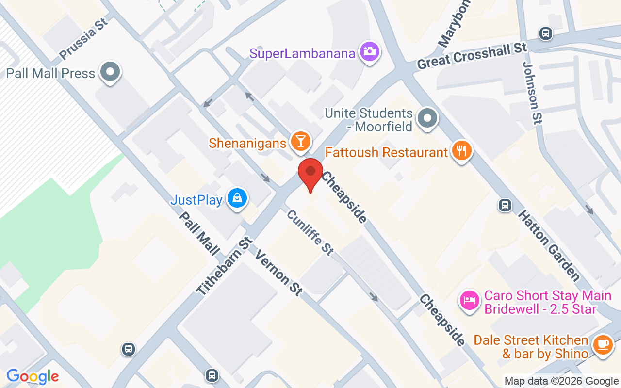 Map showing the location of Red Door Hair Studio