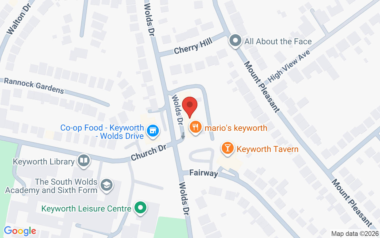 Map showing the location of Blu Salons – Keyworth
