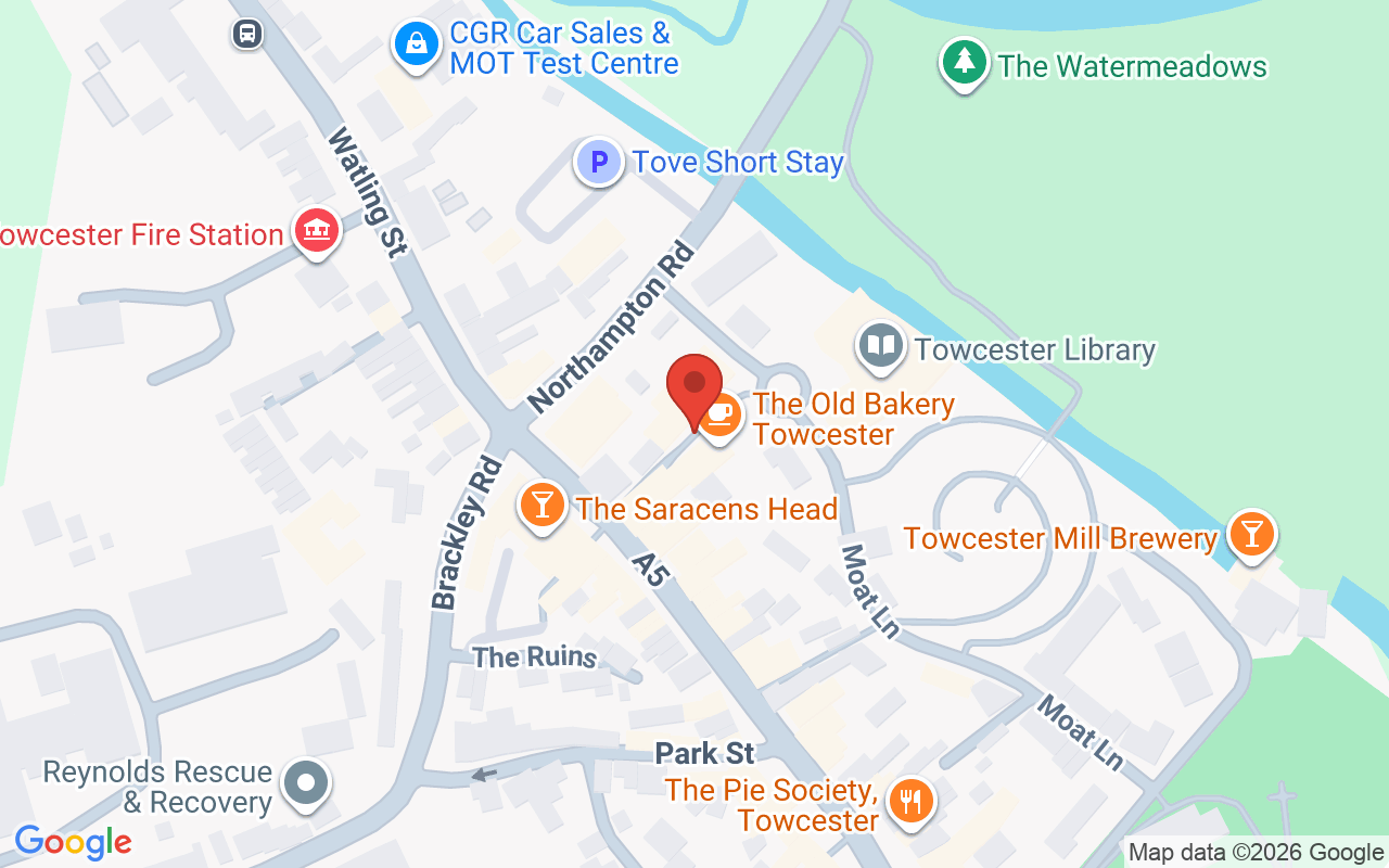Map showing the location of Ruby Hook Towcester