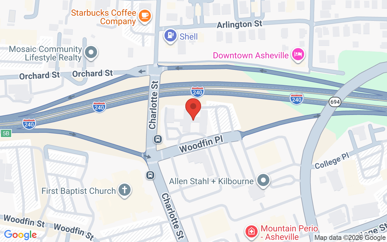 Map showing the location of Deena Cosmetics Asheville Studio