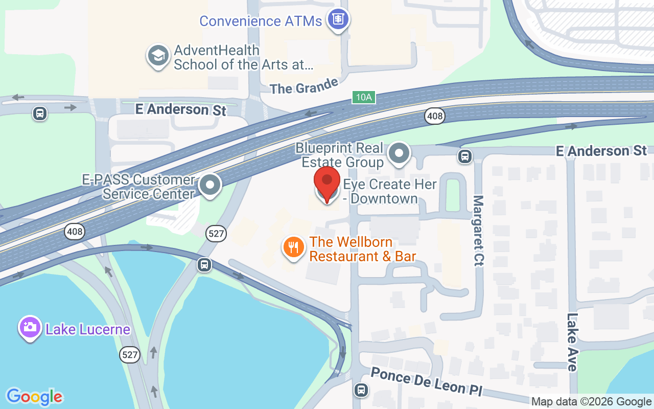 Map showing the location of The Aesthetics Lounge and Spa Downtown Orlando 496 Delaney Ave #408, Orlando, FL 32801, United States