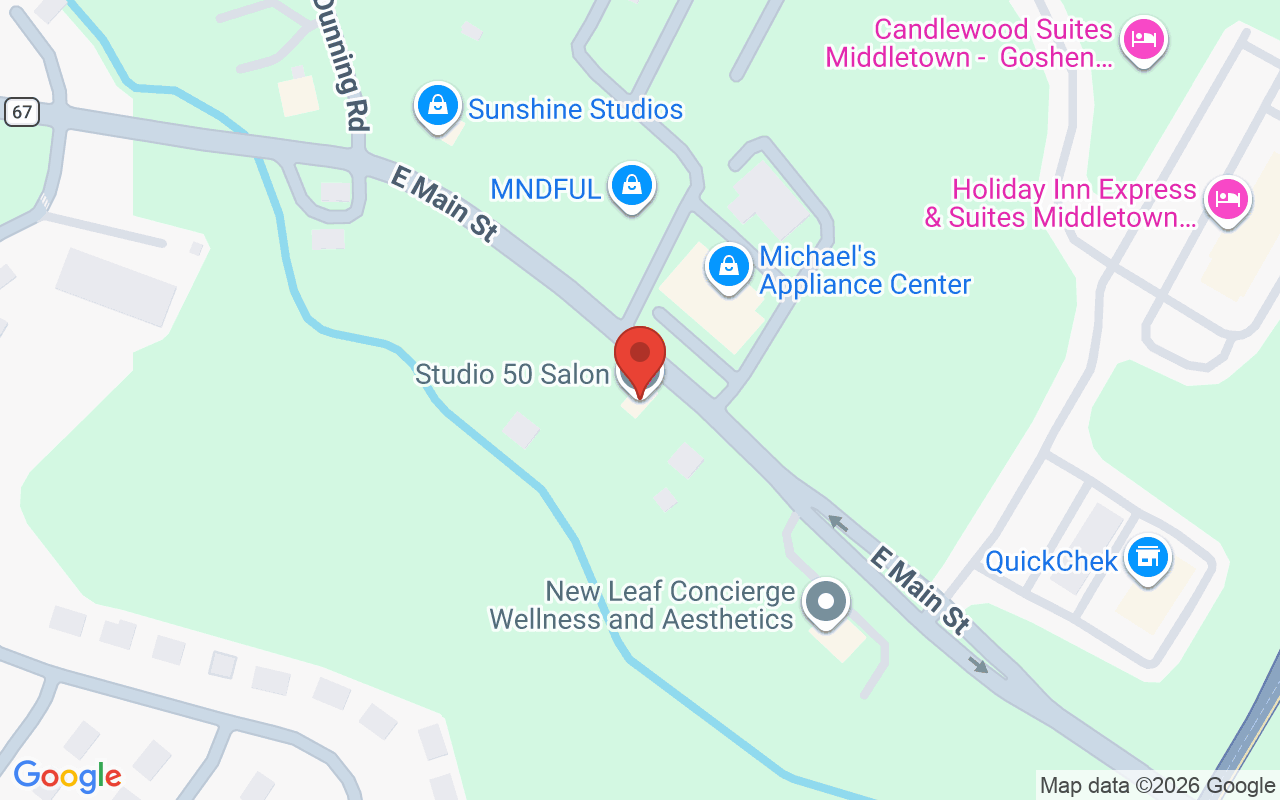 Map showing the location of Studio 50 Salon