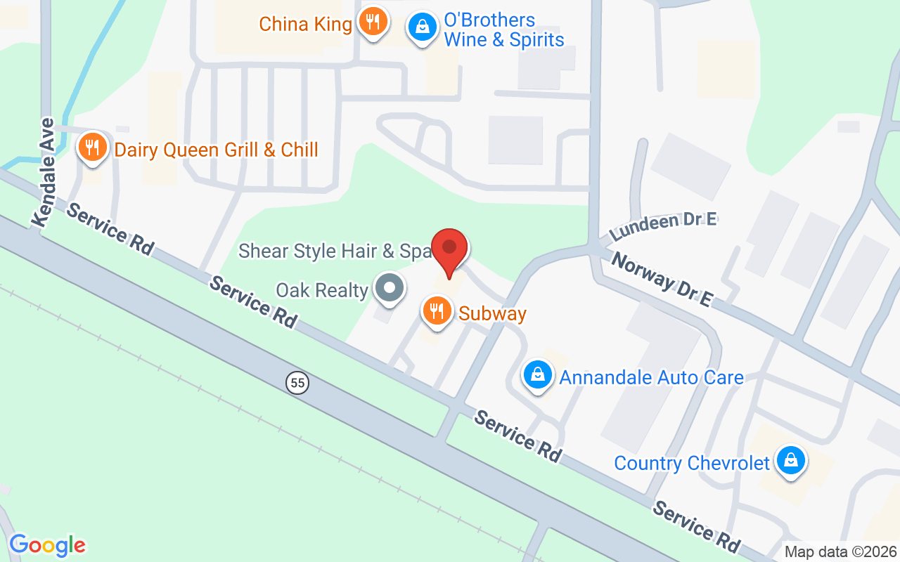 Map showing the location of Shear Style Hair & Spa
