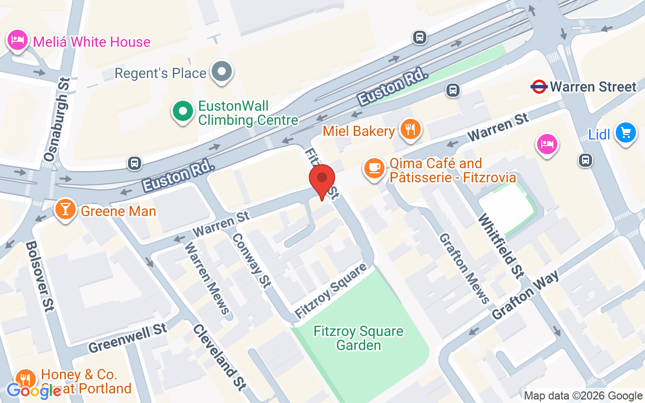 Map showing the location of Pall Mall Barbers Fitzrovia
