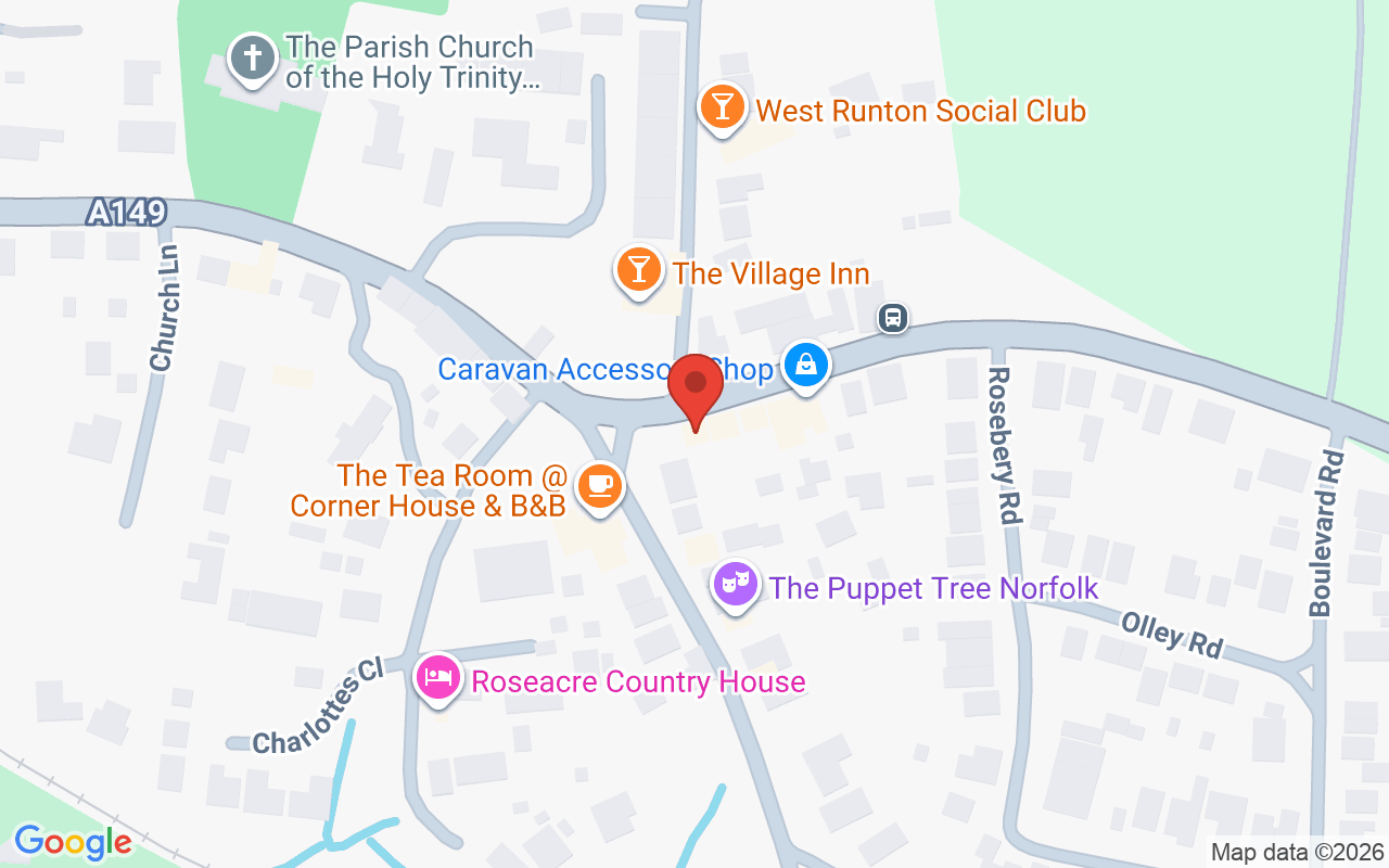 Map showing the location of The Beautique Beauty Salon West Runton Cromer Norfolk
