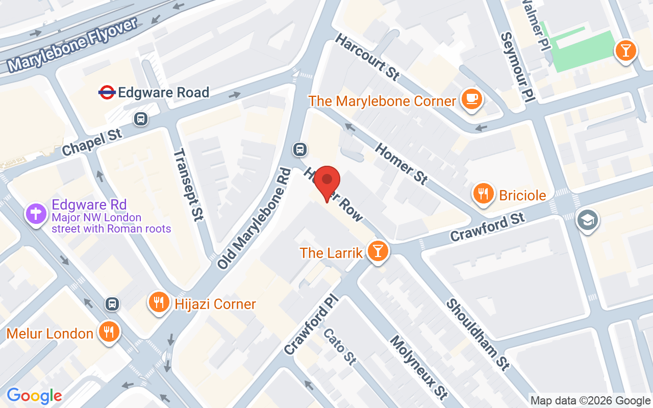 Map showing the location of WOW Beauty Marylebone South